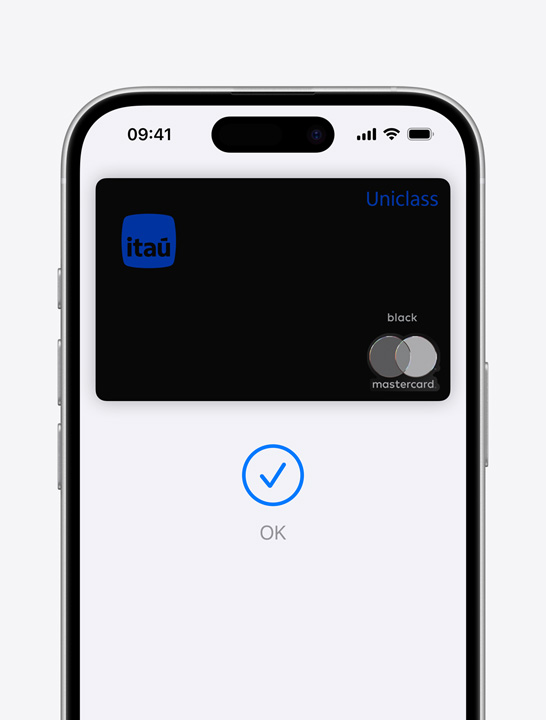 Imagem do cartão de crédito do Apple Pay na tela.