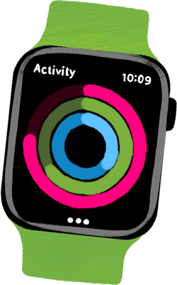 Afbeelding van het activiteitenscherm van een Apple Watch