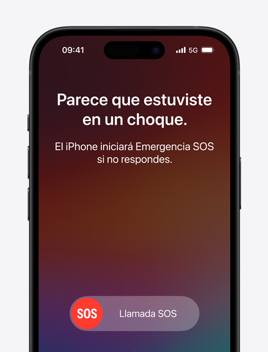 Una pantalla de iPhone muestra la interacción de Detección de Choques.