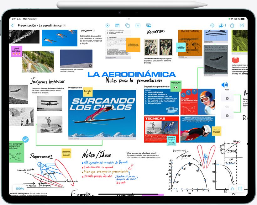 iPad Air, posición horizontal, Apple Pencil Pro adherido