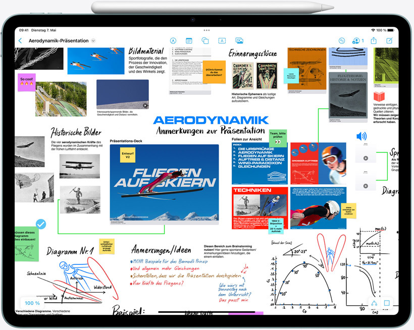 iPad Air, Querformat, haftender Apple Pencil Pro