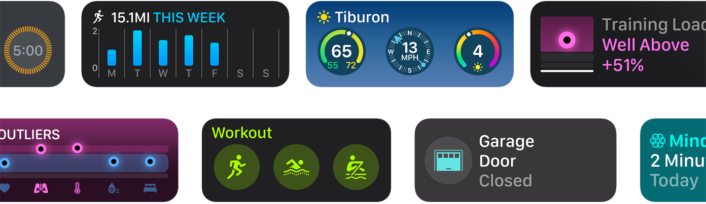 Diverse nieuwe appwidgets voor watchOS