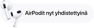 Ilmoitus AirPods-kuulokkeiden yhdistämisestä.