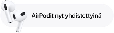 Ilmoitus AirPods-kuulokkeiden yhdistämisestä.