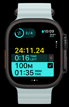 Apple Watch Ultra 2 showing a timed interval of work as part of Custom Workouts.