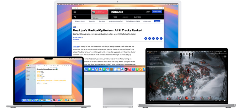 Többféle Mac, melyeken a macOS Sequoia új funkciói láthatók