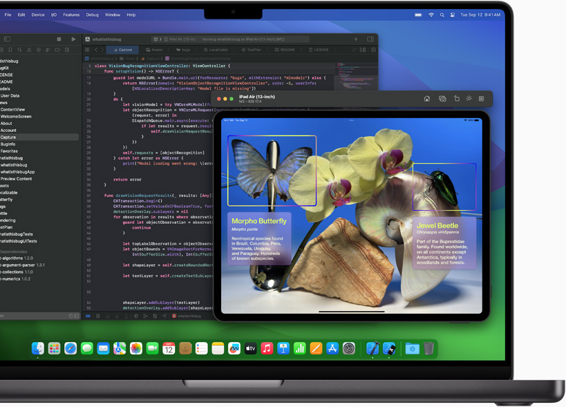 Xcode dan Core ML ditampilkan di MacBook Pro