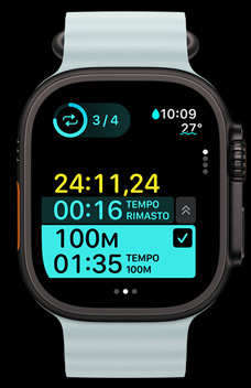 Apple Watch Ultra 2 showing a timed interval of work as part of Custom Workouts.