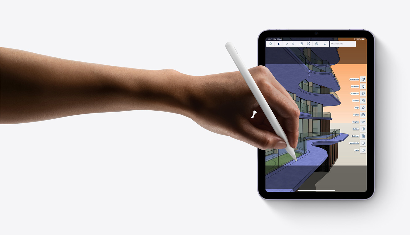 Utilizzo di Apple Pencil con l’app SketchUp su iPad mini