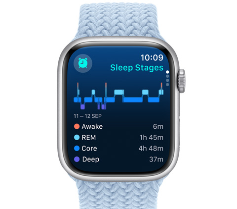 A front view of a watch showing Sleep Stages.