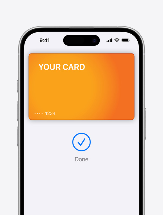 Apple Pay credit card on screen.