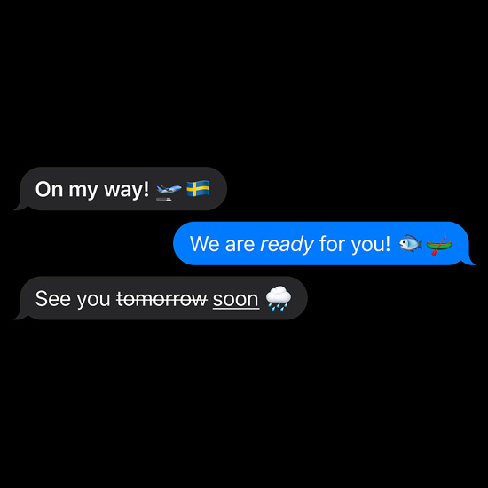 A demonstration of effects on words and emojis in iMessage