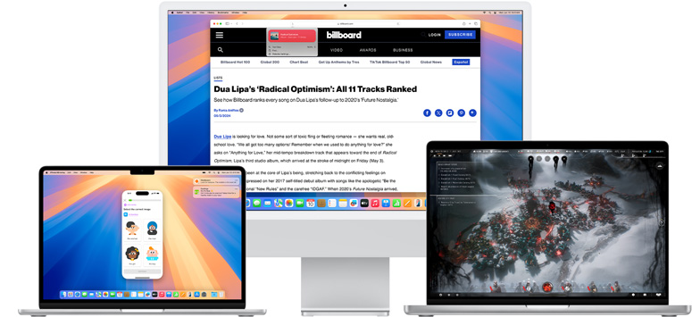 Multiple Mac devices shown with new macOS Sequoia features