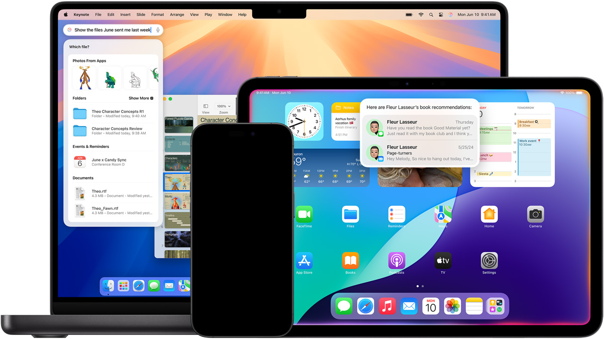 Mac、iPad 和 iPhone 顯示由 Apple Intelligence 驅動的全新 Siri 功能