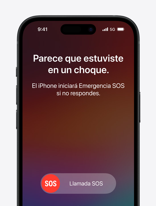 Una pantalla de iPhone muestra la interacción de Detección de Choques.