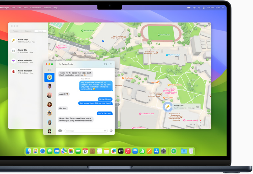 Find My shown on a MacBook Air