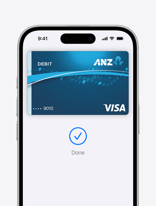 Apple Pay credit card on screen.