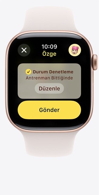 Apple Watch Series 10’daki Antrenman Durum Denetleme ekranının önden görünümü 