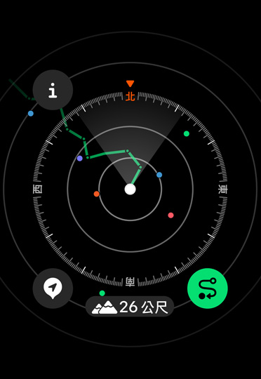 指南針 app 顯示登山者經過的地點路徑。