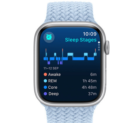 A front view of a watch showing Sleep Stages.