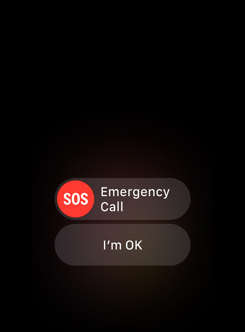 A picture of SOS and the option for someone to choose either Emergency Call, or I’m OK.