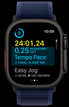 Custom workouts demonstrating how many kilometres left and the amount of time they’ve been running.