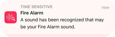 Alarme incendie générée par la Reconnaissance des sons sur iPhone.