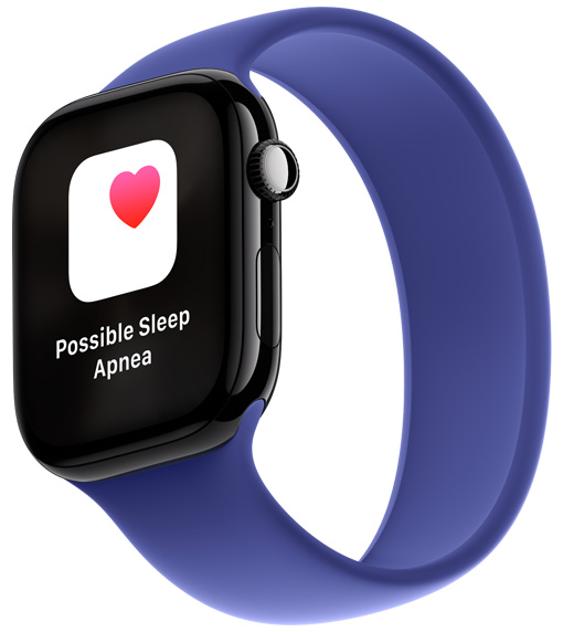 Une Apple Watch Series 10 affiche la notification Apnée du sommeil possible.