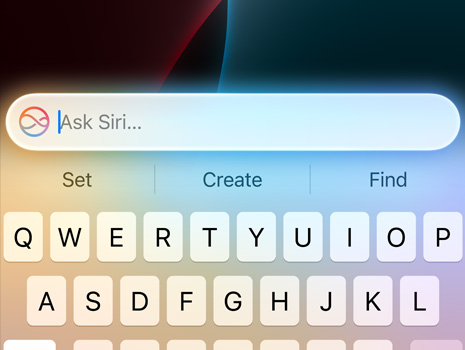 A close-up of a cursor making a Siri request.