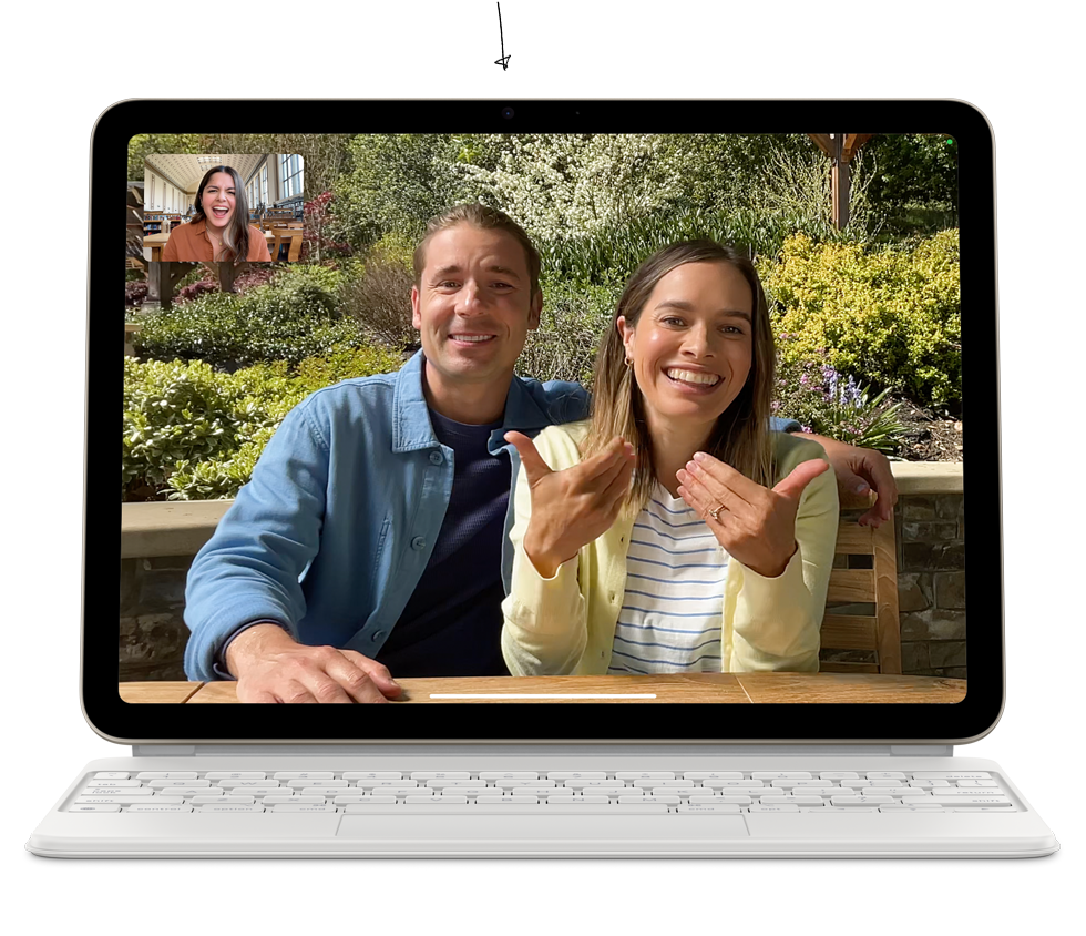 Videollamada FaceTime en un iPad Air que muestra la cámara frontal
