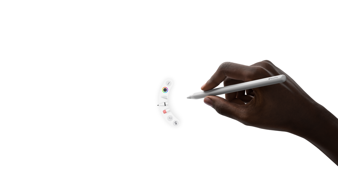 Apple Pencil Proのスクイーズ機能でパレットが表示される様子を紹介している