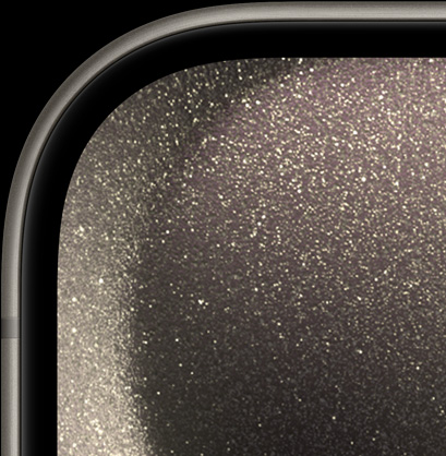 Vista frontal ampliada del iPhone 15 Pro que muestra el diseño perfilado y los bordes finos