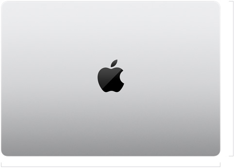 Buitenkant van gesloten 14‑inch MacBook Pro met het Apple logo in het midden