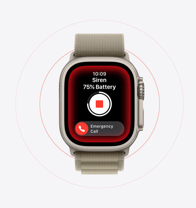 „Apple Watch Ultra 2“ naudojama programa „Siren“.