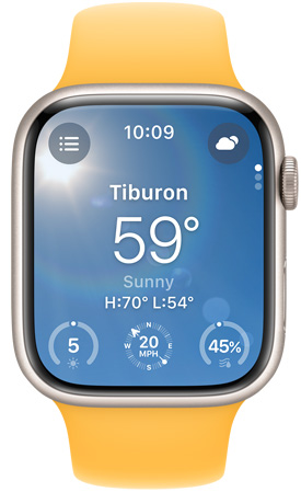 Apple Watchin näytöllä näkyy Sää-appi