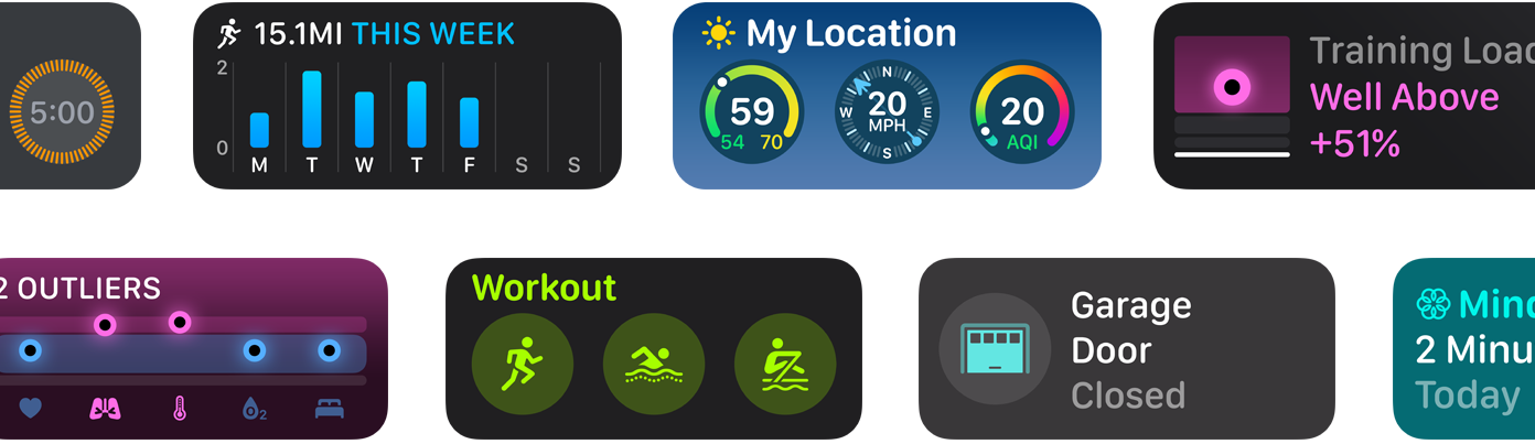 Eine Auswahl neuer App Widgets für watchOS