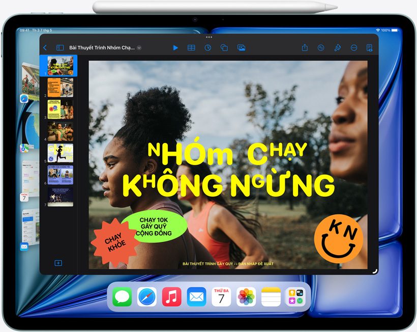 iPad Air hiển thị cách tính năng Quản Lý Màn Hình giúp thực hiện đa nhiệm