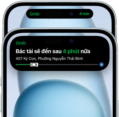 iPhone 15 hiển thị chế độ mở rộng của Dynamic Island về trạng thái giao hàng của Doordash