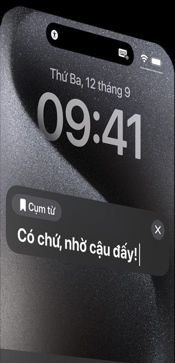 Trợ Năng được hiển thị dưới dạng tùy chọn cho nút Tác Vụ