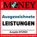 Focus-Money Testsiegel mit der Auszeichnung für ausgezeichnete Leistungen.