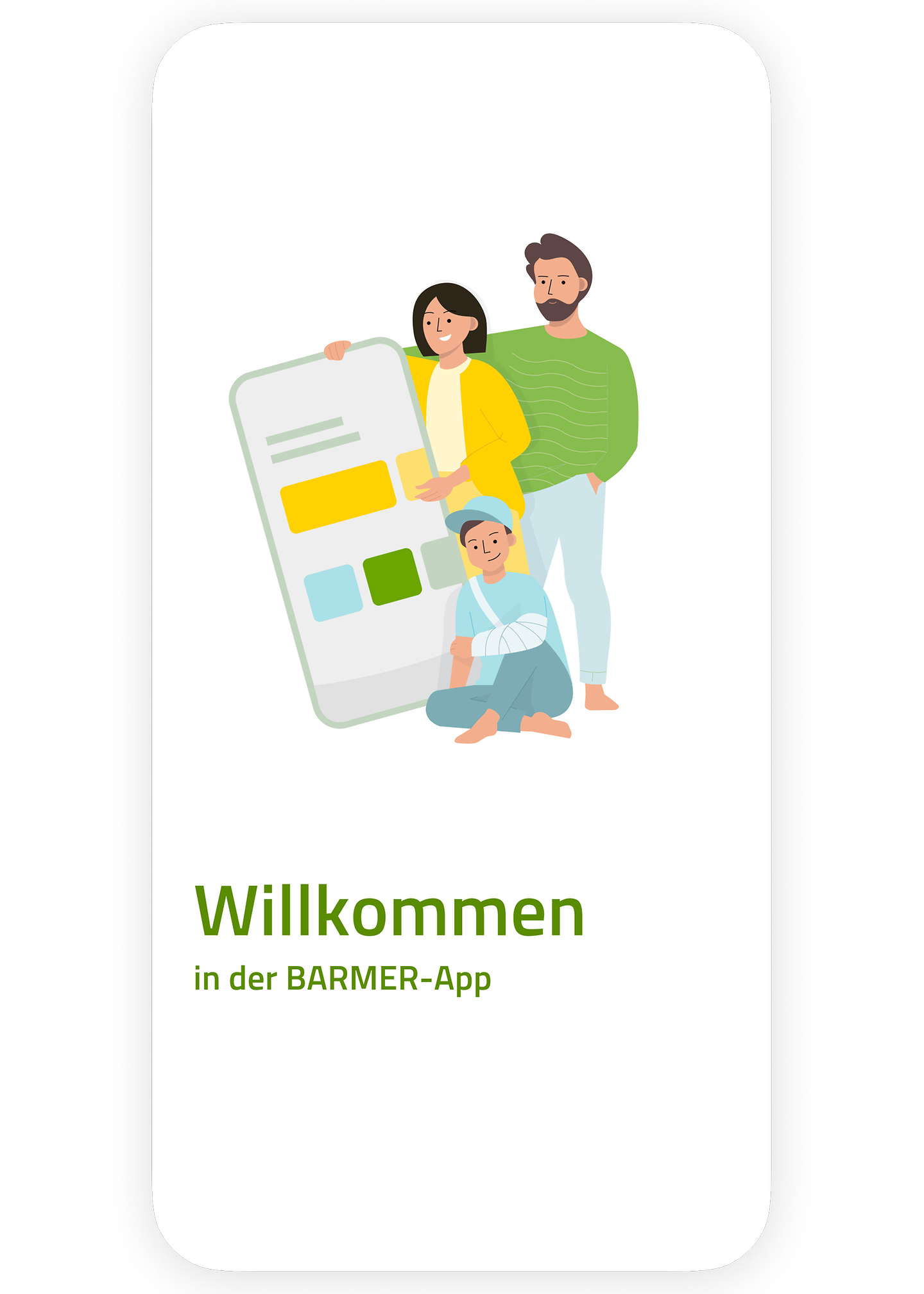 Zu sehen ist ein Screenshot mit dem Schriftzug Willkommen in der Barmer-App