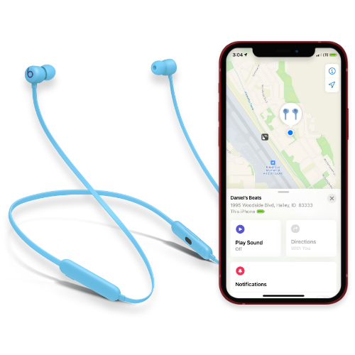 Find My app and Beats Flex on white background