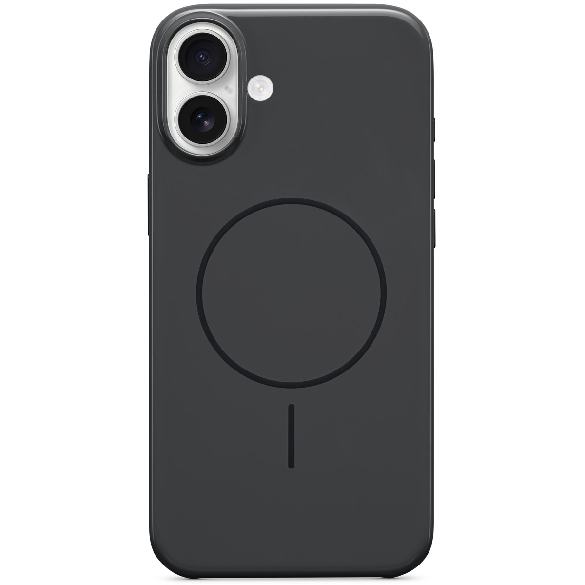 Primer plano de la funda Beats con MagSafe para iPhone 16 Plus en Negro medianoche