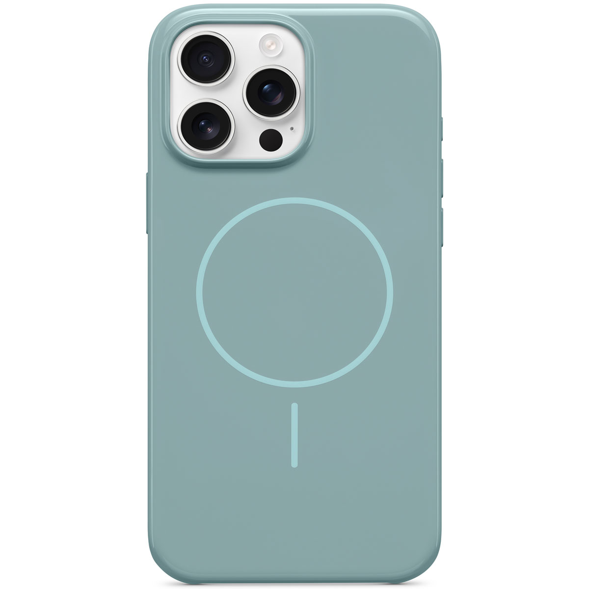 Primer plano de la funda Beats con MagSafe para iPhone 16 Pro Max en Azul marea