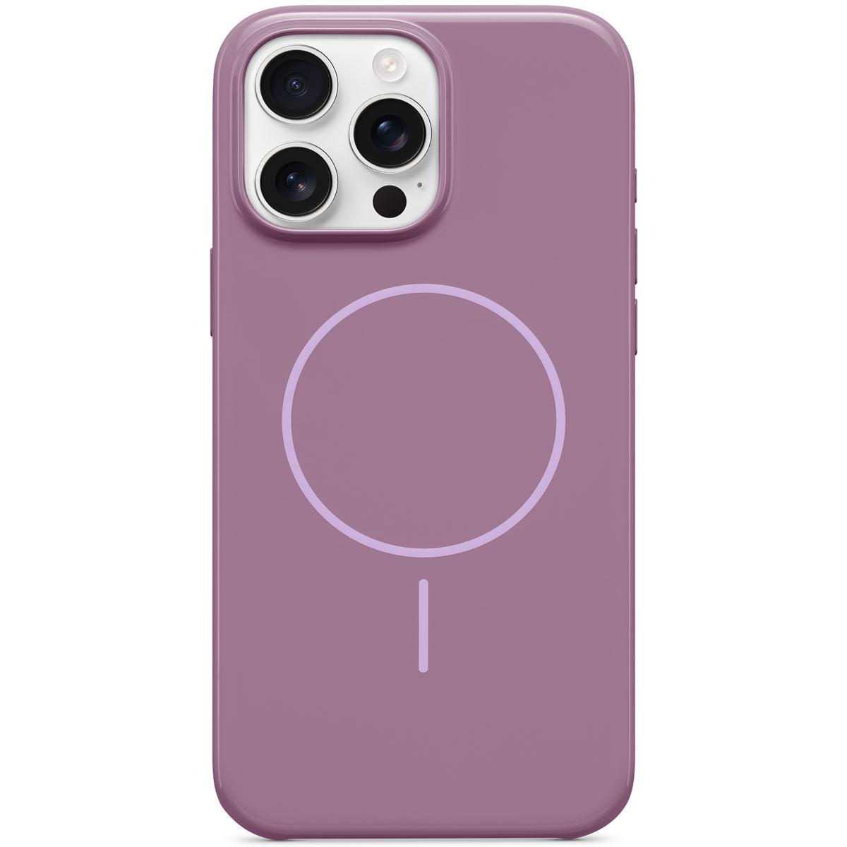 Close-up van de Beats iPhone 16 Pro Max-case met MagSafe in dieppurper