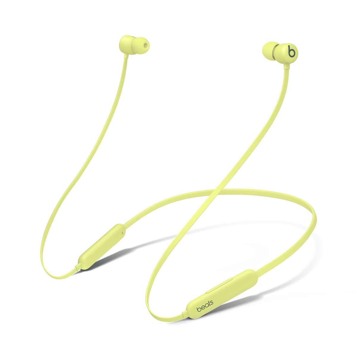 Gros plan sur les écouteurs Beats Flex Jaune Yuzu