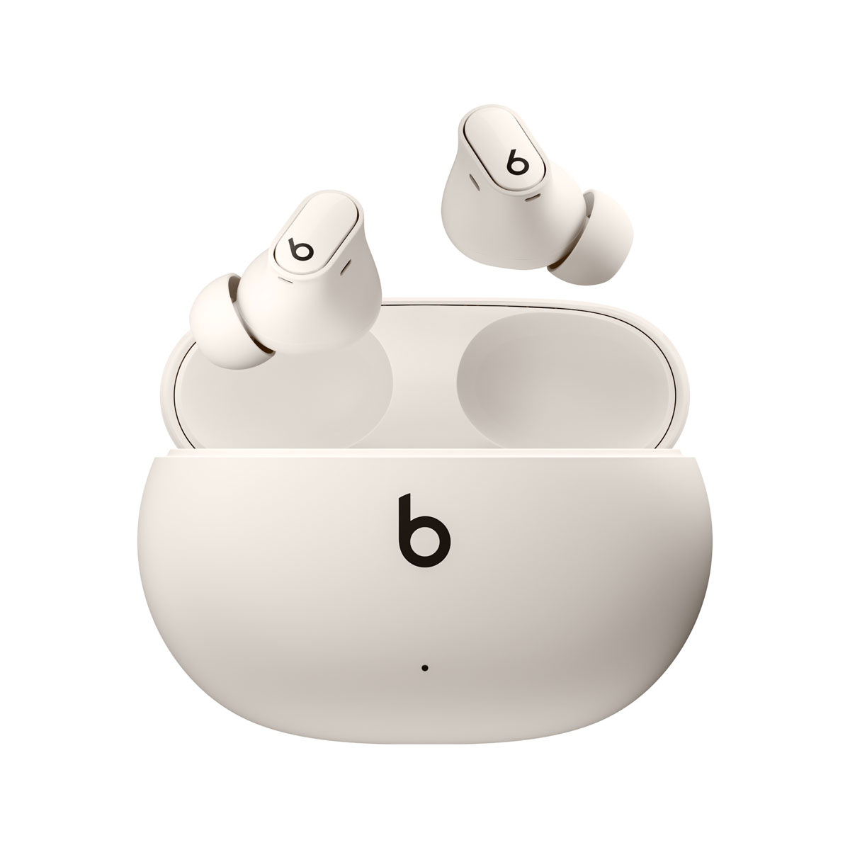 Primer plano de los Beats Studio Buds + en Marfil