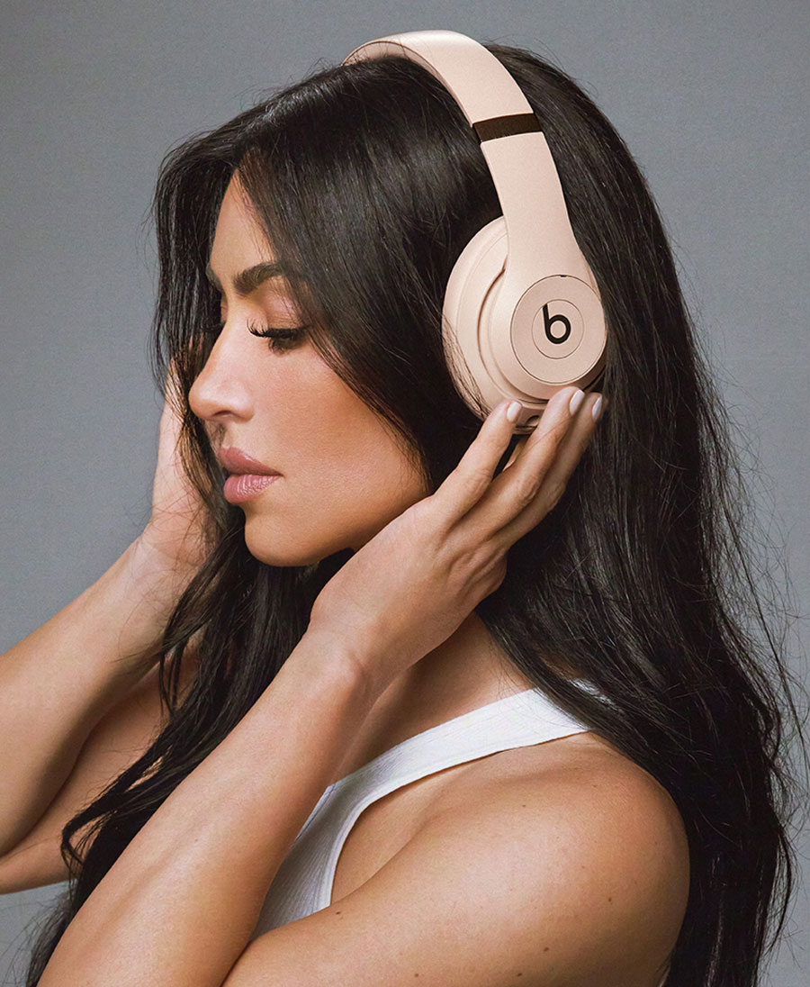 Kim Kardashian wearing Beats Studio Pro in Moon