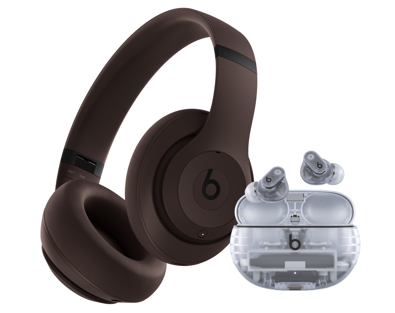 Floating Beats headphones and earbuds