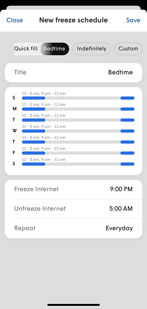 A mobile phone displays the control panel for Internet access. Long description follows.